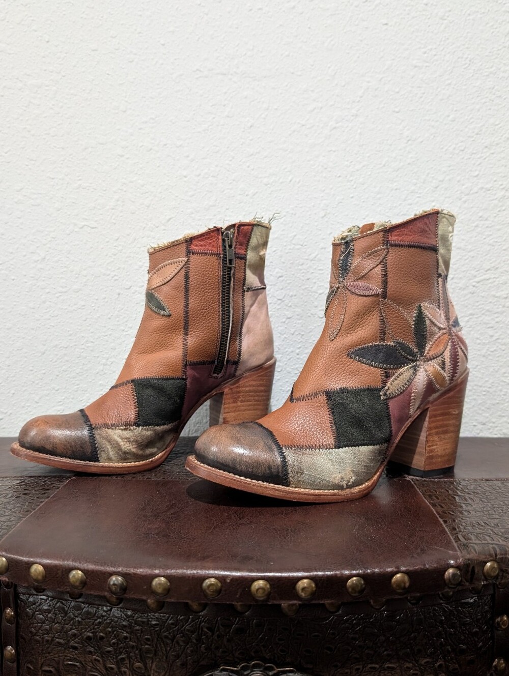 Freebird Patchwork Flower Leather Boots size 9